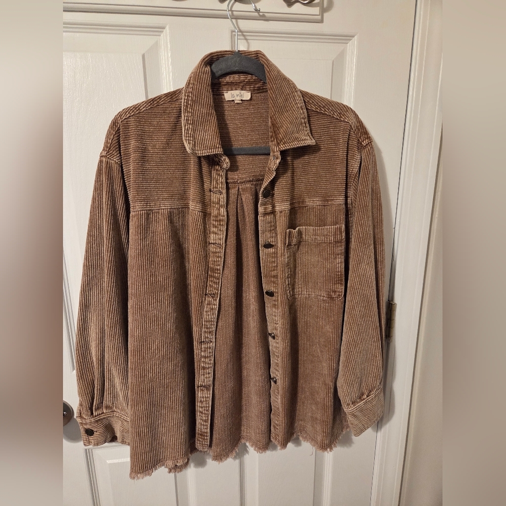 LA MIEL Brown Corduroy Button-Up Jacket
